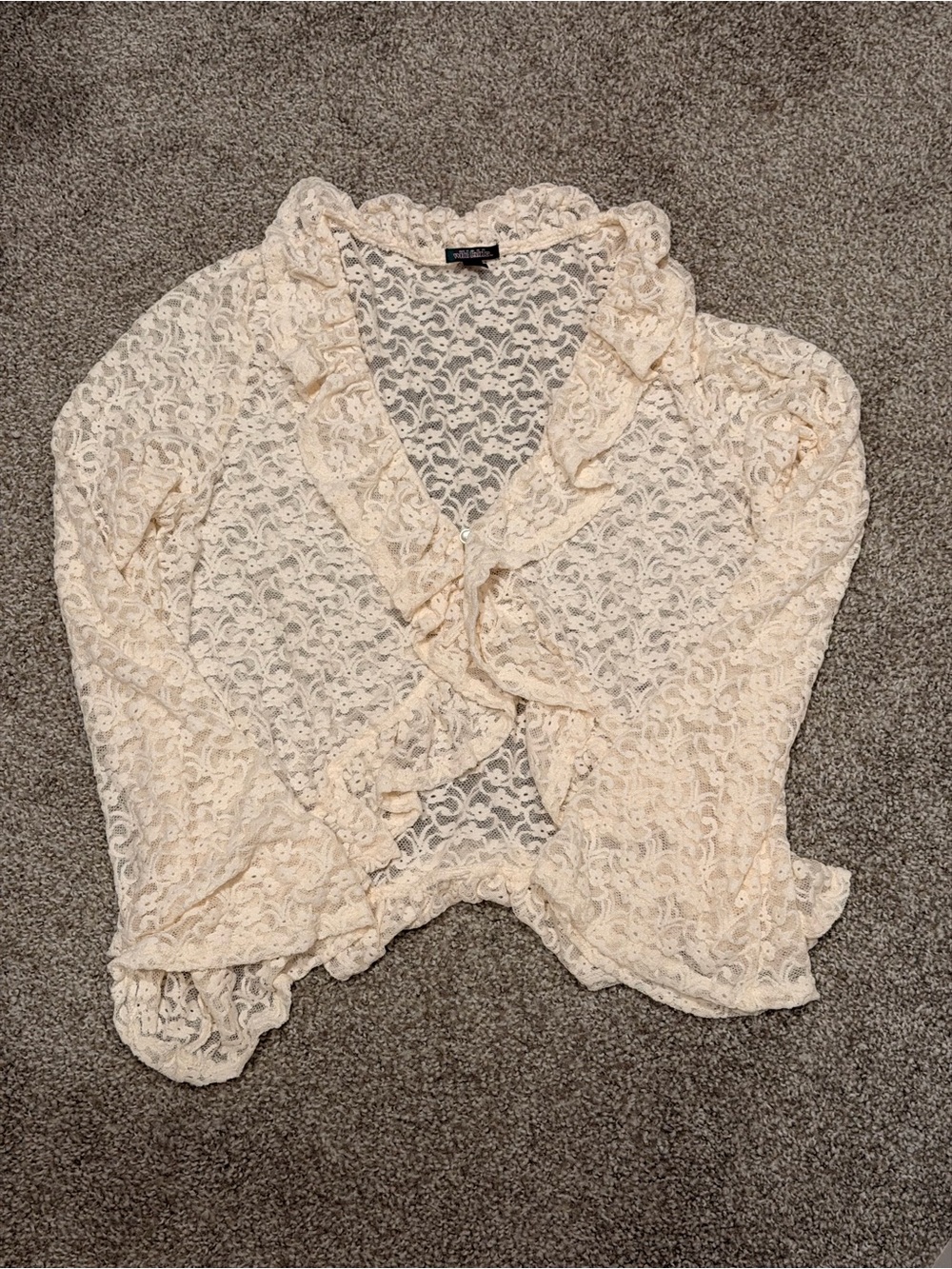 Wild Fable Cream Lace Ruffle-Trim Top